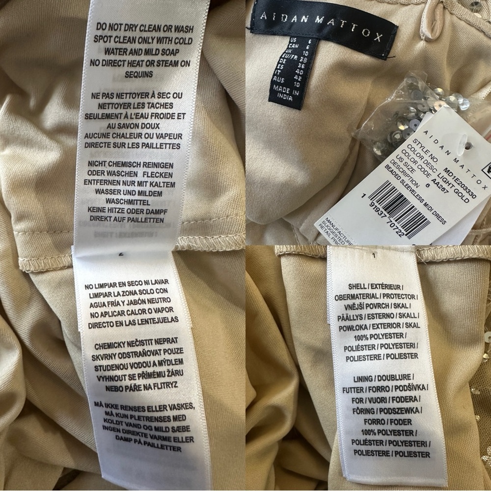 NWT Aidan Mattox Sequin Embellished V-Neck Flutter Hem Midi Dress *Altered* - Picture 16 of 16